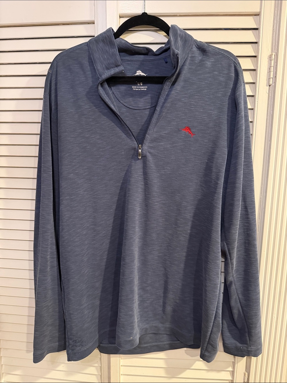 Tommy Bahama Men's Heathered Slate 1/4 Zip Pullover